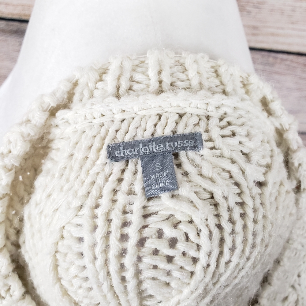 🏷Charlotte Russe | Cream Knit Chunky Sweater S - Picture 4 of 4